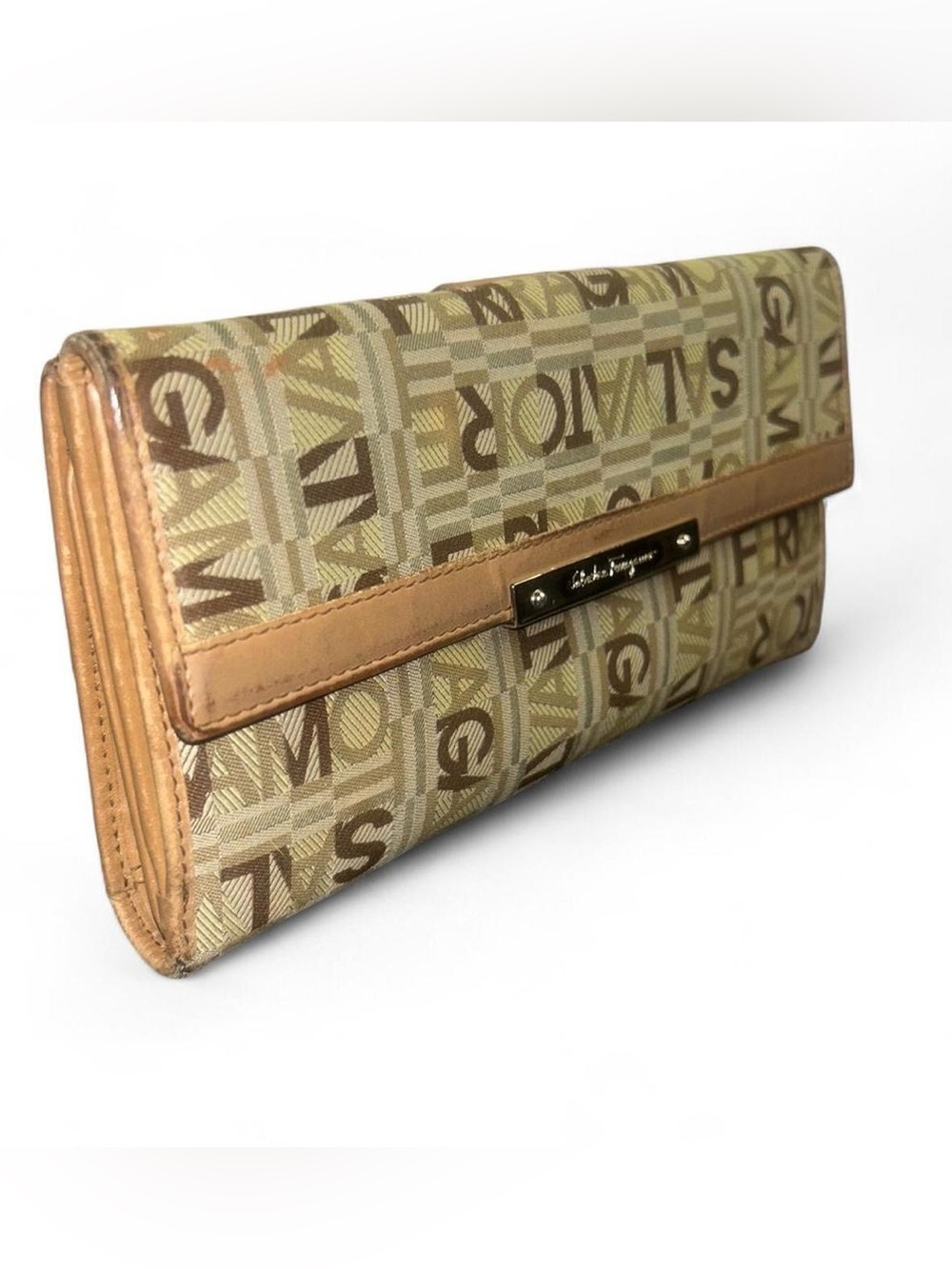 Salvatore Ferragamo Vintage Logo Jacquard Continental Wallet Made in Italy - Picture 3 of 9